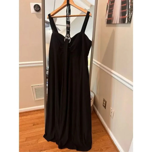 R&M Richards Women’s Black Halter Dress Beaded Neckline Formal Evening Gown 20 - Picture 2 of 8